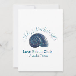 Junggesellinnenparty Strandclub blaue Meeresmusche Einladung