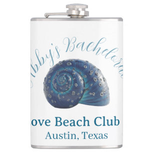 Junggesellinnenparty Strandclub blaue Meeresmusche Flachmann
