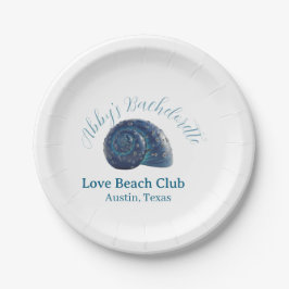 Junggesellinnenparty Strandclub blaue Meeresmusche Pappteller