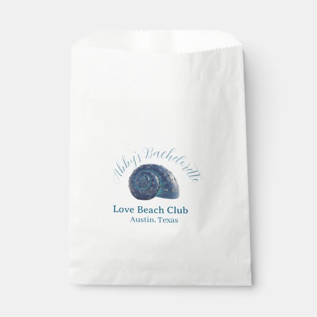 Junggesellinnenparty Strandclub blauer Meeresschal Geschenktütchen (Vorderseite)