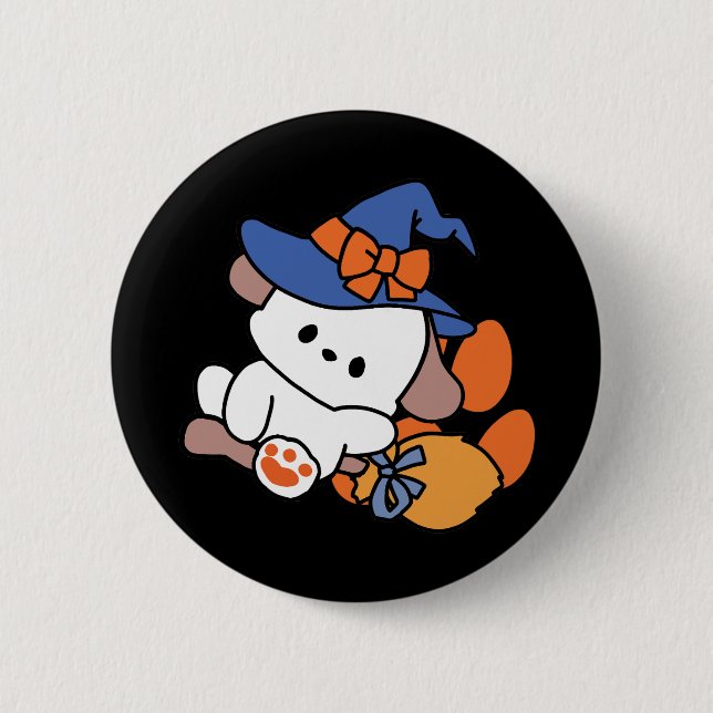 Junghunde im Training - Niedlicher Halloween-Hund Button (Vorderseite)