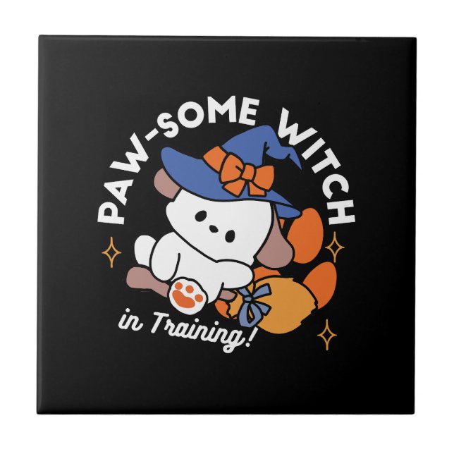 Junghunde im Training - Niedlicher Halloween-Hund Fliese (Vorderseite)