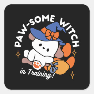 Junghunde im Training - Niedlicher Halloween-Hund Quadratischer Aufkleber