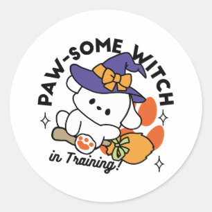 Junghunde im Training - Niedlicher Halloween-Hund Runder Aufkleber