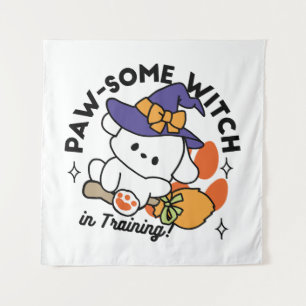 Junghunde im Training - Niedlicher Halloween-Hund Wandteppich