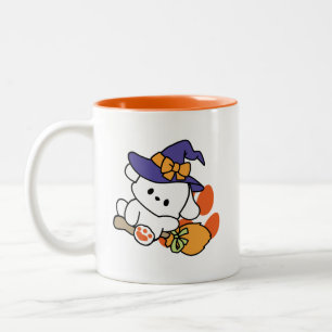Junghunde im Training - Niedlicher Halloween-Hund Zweifarbige Tasse