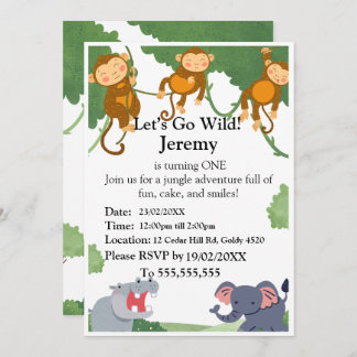 Jungle 1st Birthday Invitation | First Birthday In Einladung