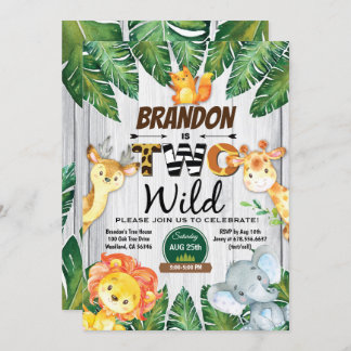 Jungle 2. Junge Safari Zoo zwei Einladung