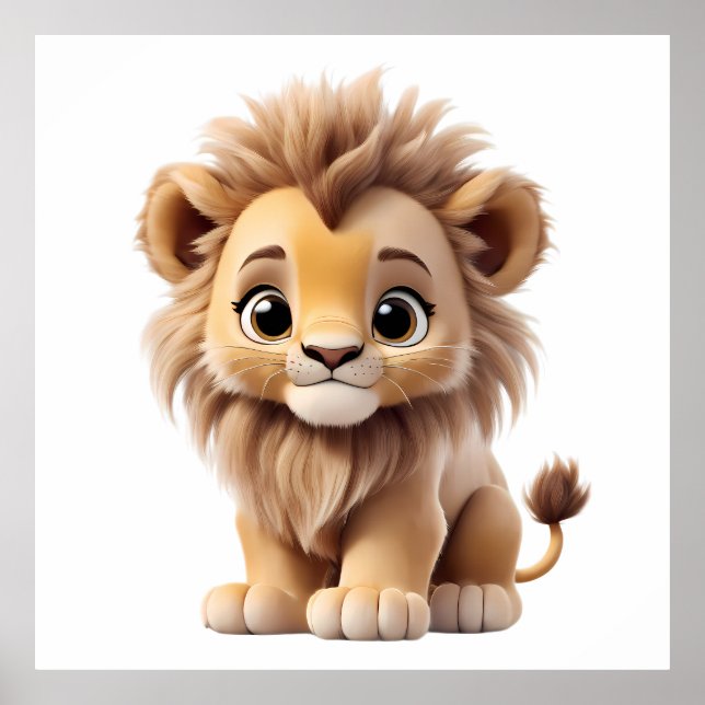 Jungle Adorable Lion Cub Sitting Portrait  Poster (Vorne)