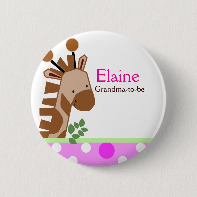 Jungle Adventure Giraffe NAME TAG Custom Button (Vorderseite)