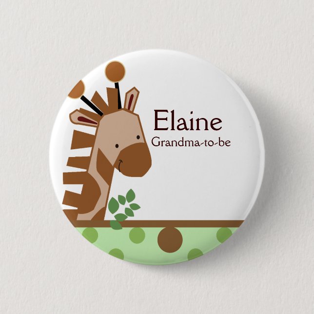 Jungle Adventure Giraffe NAME TAG Custom Button (Vorderseite)