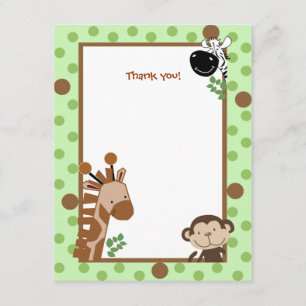 Jungle Adventure Green Baby Dusche Danke, dass Sie Dankeskarte