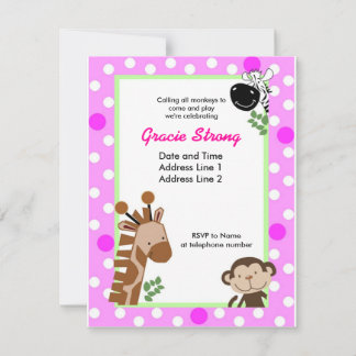 Jungle Adventure Pink Safari Einladung zum Geburts
