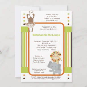Jungle Adventure Zoo Animal Baby Shower Einladung