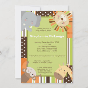 Jungle Adventure Zoo Animal Baby Shower Einladung