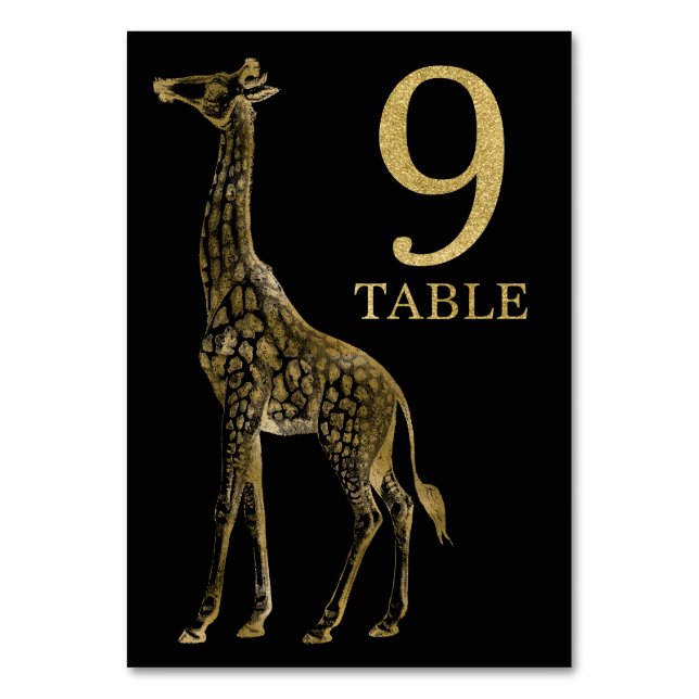 Jungle African Animal Giraffe Tischnummer Card 9 (Vorderseite)