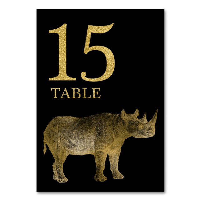 Jungle African Animal Rhino Tischnummer Card 15 (Vorderseite)