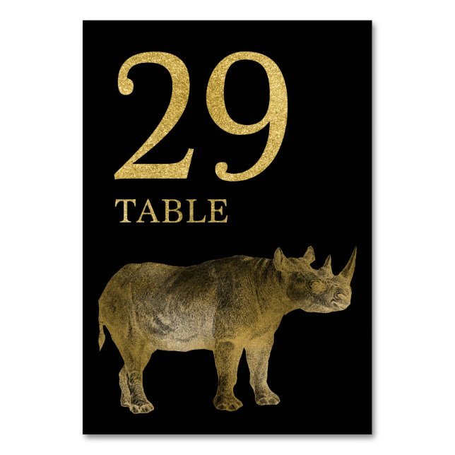 Jungle African Animal Rhino Tischnummer Card 29 (Vorderseite)