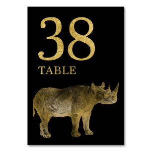 Jungle African Animal Rhino Tischnummer Card 38