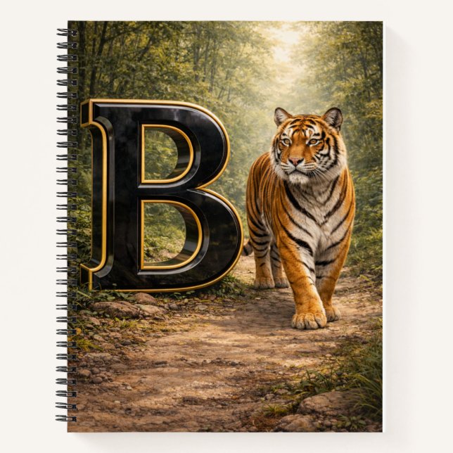 Jungle Alphabet Letter B Tiger Education Notebook Notizbuch (Vorderseite)
