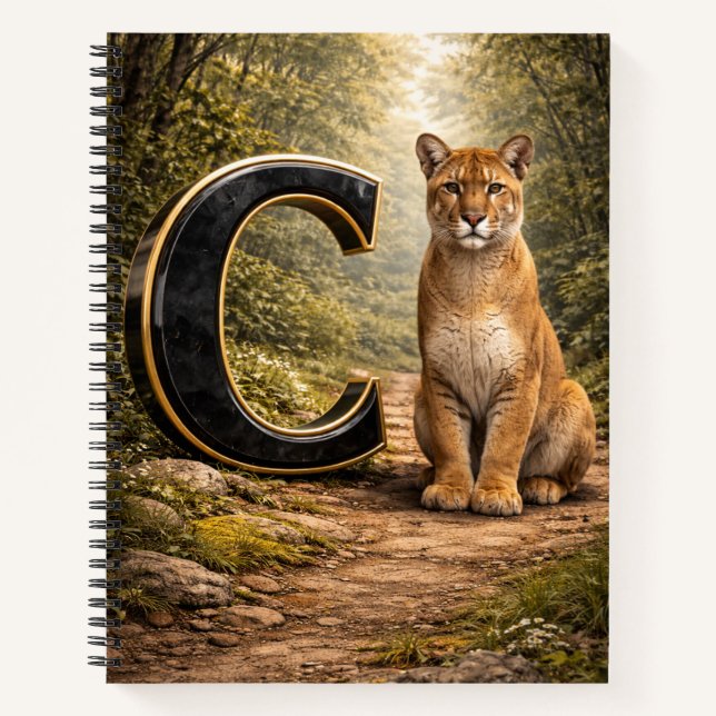 Jungle Alphabet Letter C Cougar Education Notebook Notizbuch (Vorderseite)