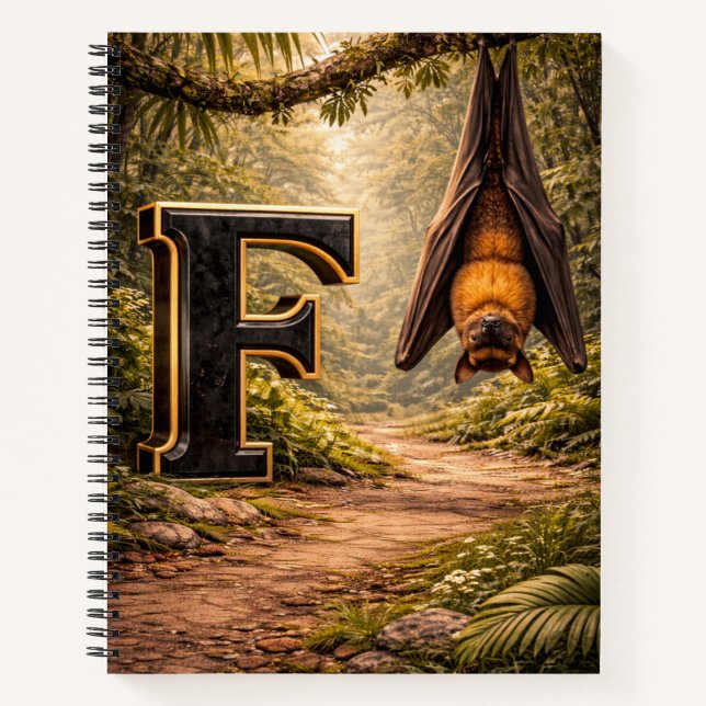 Jungle Alphabet Letter F Fruit Bat Educational  Notizbuch (Vorderseite)