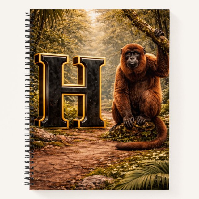Jungle Alphabet Letter H Howler Monkey Educational Notizbuch (Vorderseite)