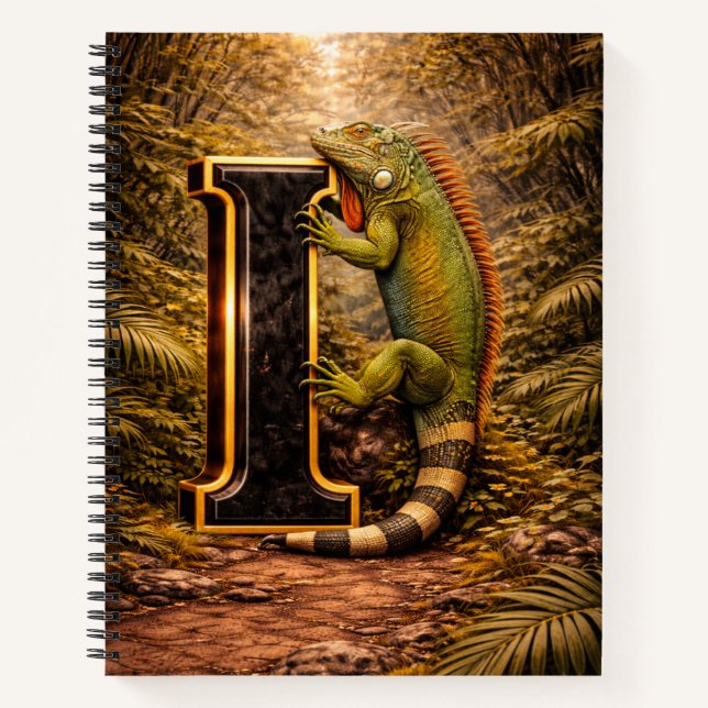 Jungle Alphabet Letter I Iguana Gold Educational  Notizbuch (Vorderseite)