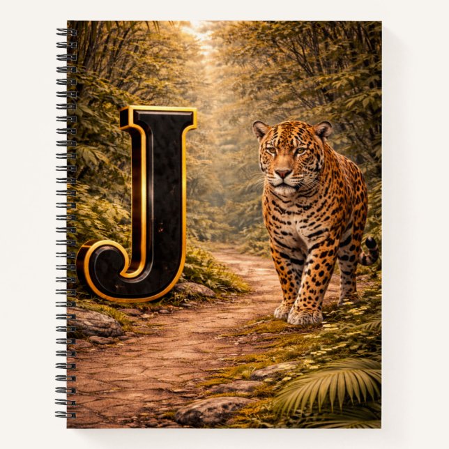 Jungle Alphabet Letter J Jaguar Gold Educational  Notizbuch (Vorderseite)