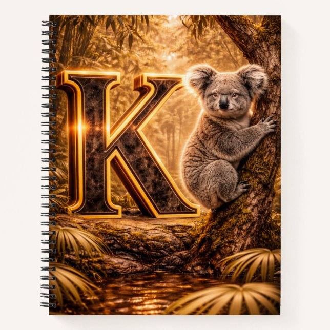 Jungle Alphabet Letter K Koala Gold Educational  Notizbuch (Vorderseite)