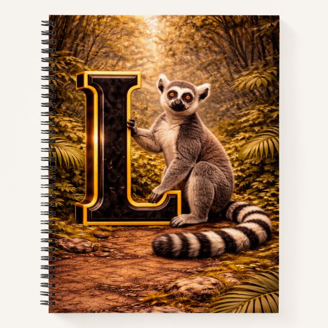 Jungle Alphabet Letter L Lemur Gold Educational  Notizbuch (Vorderseite)