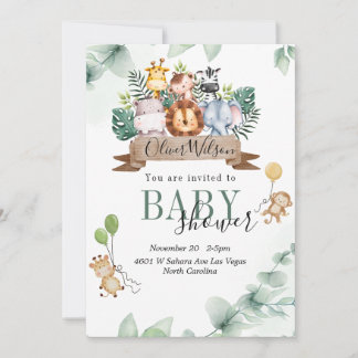 Jungle Animal Baby Dusche Einladung
