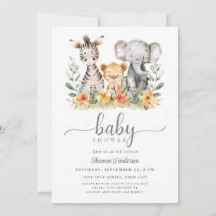 Jungle Animal Baby Shower Einladung