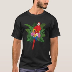 Jungle Animal Bird Blume Tropical Macaw Parrot T-Shirt
