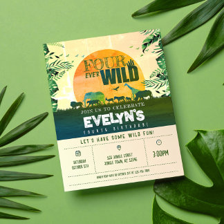 Jungle Animal Four je Wild billig Geburtstag einla