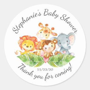 Jungle Animal Girls Baby Shooter Favor Sticker