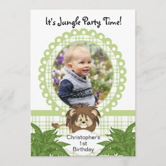 Jungle Animal Lion Birthday Party Foto Einladung