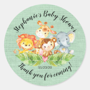 Jungle Animal Neutral Baby Shower Fevor Sticker