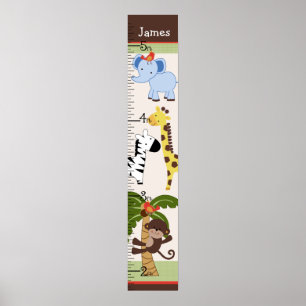 Jungle Animal Pals Growth Chart Behielt auf 8x44! Poster