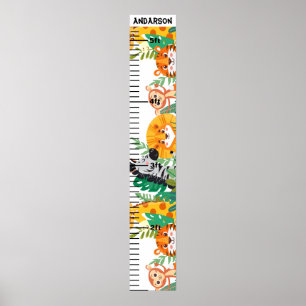 Jungle Animal Personalisiert Baby Boy Growth Chart Poster