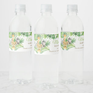 Jungle Animal Safari Greenery Lion Baby Shower Wasserflaschenetikett