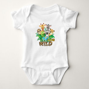 Jungle Animal Wild ONE Boy 1. Geburtstag Outfit Baby Strampler