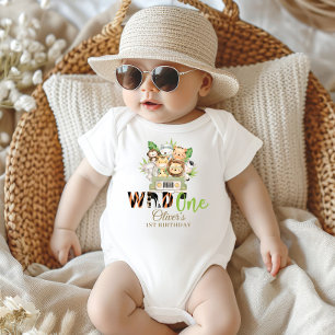 Jungle Animal Wild ONE Car 1. Geburtstag Outfit Baby Strampler
