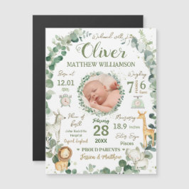 Jungle Animals Baby Birth Stats Foto Ankündigung