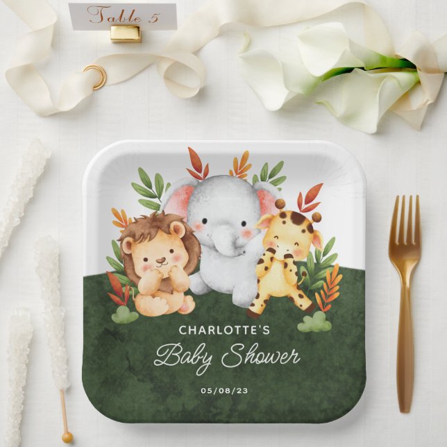 Jungle Animals Baby Duschpapier Teller (Hochzeit)