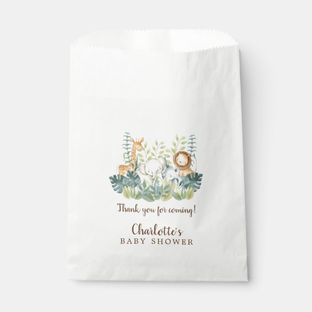 Jungle Animals Baby Showbücher Geschenktütchen (Vorderseite)