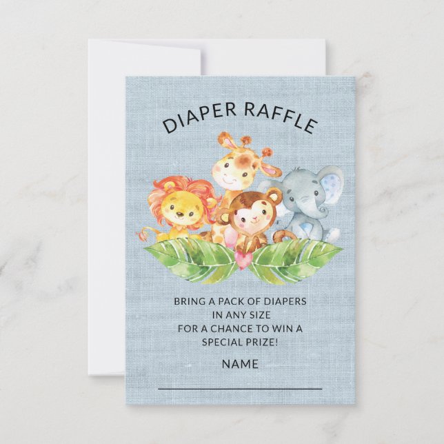 Jungle Animals Baby Showdiaper Raffle Ticket Einladung (Vorderseite)