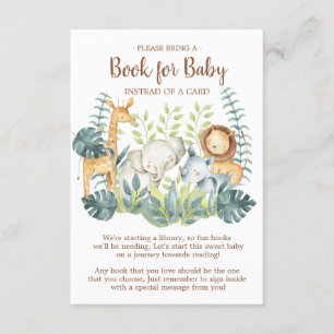 Jungle Animals Baby Shower Book for Baby Card Begleitkarte