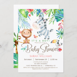 Jungle Animals Baby Shower Einladung, Junge oder M Einladung