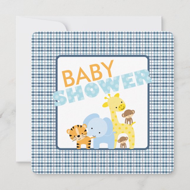 Jungle Animals Baby Shower Einladungen (Vorderseite)